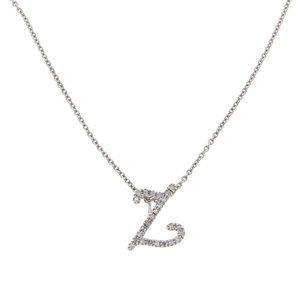 Colleen Lopez Sterling Silver 16" Clear Diamond Z initial Necklace